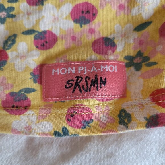 Souris Mini Girls 12Y Pajama Set Yellow Strawberry Print Tank & Shorts Cotton - Picture 2 of 7